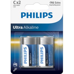 Philips Ultra Alkaline батерия LR14 C, 2-blister
