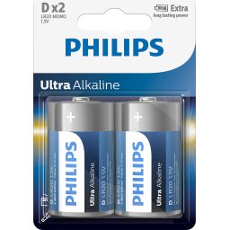 Philips Ultra Alkaline батерия LR20 D, 2-blister