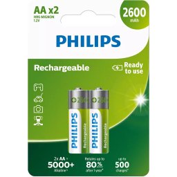 Philips Rechargeable презареждаща батерия HR6 AA, 2600 mAh, 2-blister