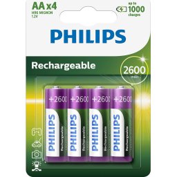 Philips Rechargeable презареждаща батерия HR6 AA, 2600 mAh, 4-blister