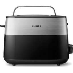Philips Тостер Daily Collection, 8 настройки, Компактен дизайн, стойка за претопляне, черен