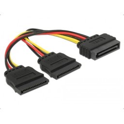 Кабел DeLock Power SATA 15 pin към 2 x SATA HDD, 15 cm