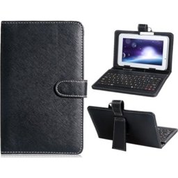 Tablet Bag 7" Leather + Keyboard, Black