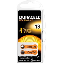 Батерия цинково въздушна DURACELL ZA13 6 бр. бутонни за слухов апарат в блистер