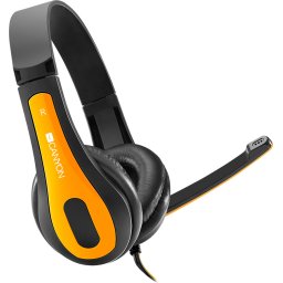 CANYON entry price PC headset, combined 3,5 plug, leather pads, Black-yellow