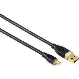 Кабел HAMA 200608 USB 2.0 - micro USB, 1.5 м., Черен, позлатен, екраниран
