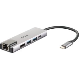 USB хъб D-Link 5-in-1 USB-C Hub with HDMI/Ethernet and Power Delivery