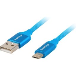 Кабел Lanberg USB MICRO-B (M) -> USB-A (M) 2.0 cable 1m, blue premium QC 3.0