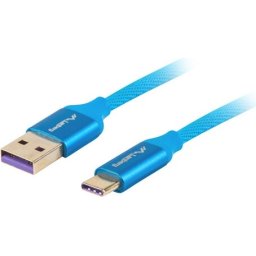 Кабел Lanberg USB-C(M) -> USB-A (M) 2.0 cable 1m, blue premium 5A