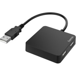 USB хъб HAMA, 4 портов, USB 2.0, 480 Mbit/s, Черен