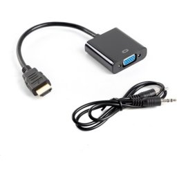 Адаптер Lanberg adapter HDMI-A (m) -> VGA (f) + minijack 3.5mm (f), 20cm cable