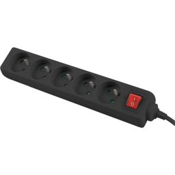 Разклонител Lanberg power strip 3m, 5 sockets, french with circuit breaker quality-grade copper cable, black