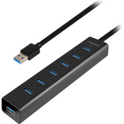 AXAGON HUE-SA7BP 7x USB ALU Charging Hub + AC Adapter, Black