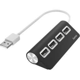 USB хъб HAMA, USB 2.0, 1:4, черен, 480Mbit/s