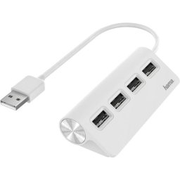 USB хъб HAMA, USB 2.0, 1:4, бял, 480Mbit/s