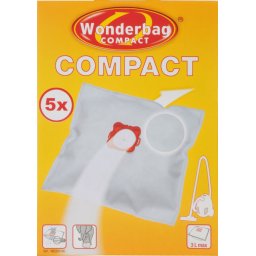 Торбичка за прахосмукачка Rowenta WB305140, Wonderbag Compact, Vacuum Bags, Set of 5 bags + 1 adapter ring, 3-layered, Universal