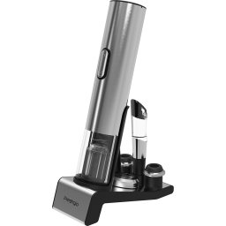 Prestigio Garda, smart wine opener, simple operation with 2 buttons, aerator, vacuum stopper preserver, foil cutter, opens up to