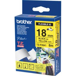 BROTHER TZEFX641 18mm BLACK ON YELLOW FLEXIBLE ID