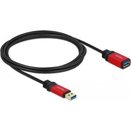 Удължителен кабел Delock USB-A мъжко - USB-А женско, 2 м, Premium, Екраниран, Черен