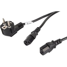 Кабел Lanberg CEE 7/7 -> 2X IEC 320 C13 power cord 2m VDE, black