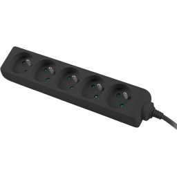 Разклонител Lanberg power strip 1.5m, 5 sockets, french quality-grade copper cable, black