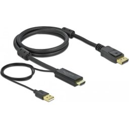 Кабел Delock HDMI мъжко - DisplayPort USB мъжко, 4K 30 Hz, 1 м, Черен