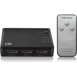 3 портов HDMI суич ACT AC7845, 4K@60Hz, USB, Дистанционно, Черен