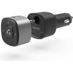 Блутут приемник за кола HAMA 3.5 мм жак, USB зарядно, 2.4 A, Черен/Сребрист