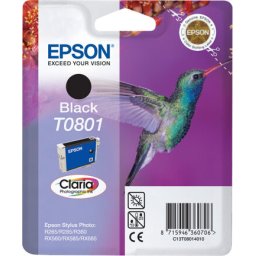 EPSON T0801 ink cartridge black standard capacity 7.4ml 330 pages 1-pack blister without alarm