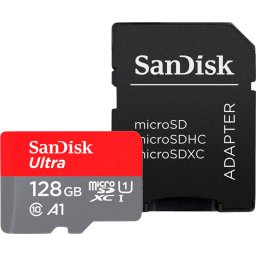 Карта памет SANDISK Ultra microSDXC 128GB, A1 + Адаптер