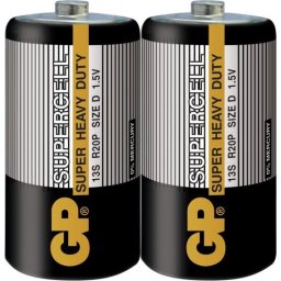 Цинк карбонова батерия SUPERCELL 13S-S2, R20, 2 бр. в опаковка/ shrink, 1.5V