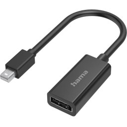 Адаптер HAMA, MiniDisplayPort мъжко - DisplayPort женско, Ultra-HD 4K, Essential, Черен