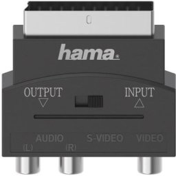 Преходник HAMA S-VHS, 3 х Чинч(1хVideo+2xAudio) - Скарт, Черен