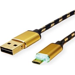 Cable USB2.0 A-Micro B, M/M, 1m, Gold, 11.02.8319