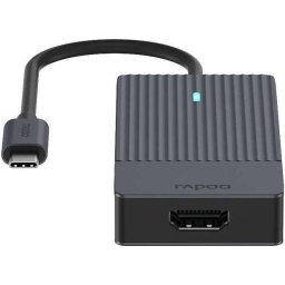 4-портов хъб Rapoo UCM-2001, 4 в1, 2 x USB-A, 1 x USB-C, 1 x HDMI, Черен