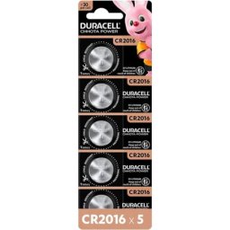 Бутонна батерия DURACELL CR2016, 5 бр. в блистер, Литиева, цена за 1 батерия