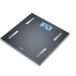 Везна Beurer BF 180 diagnostic bathroom scale; Blue illuminated LCD display; Digit size: 34 mm; Weight, body fat, body water, mu