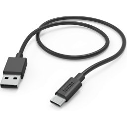 Кабел HAMA, USB-C - USB 2.0 А мъжко, 1 м, 480Мbit, 3А, Черен