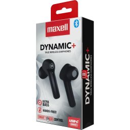 Блутут слушалки Maxell Dynamic, Докинг кутийка, True Wireless, Черен