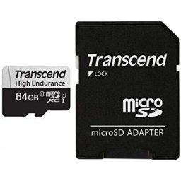 Памет Transcend High Endurance microSDXC 64GB + adapter