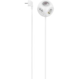 HAMA Разклонител Куб, 3-гнезда, 2хUSB-C/A, 17 W, с превключвател, 1,4 м, бял
