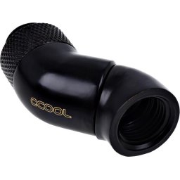Ъглов адаптер Alphacool Eiszapfen, 2 x 45°, G1/4 външна към G1/4 вътрешна резба, Черен мат
