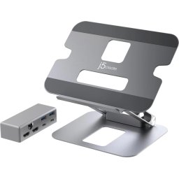 Поставка за лаптоп с докинг станция j5create JTS427, до 16", USB-C, HDMI, 4K