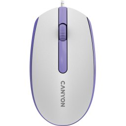 Canyon Wired optical mouse with 3 buttons, DPI 1000, with 1.5M USB cable,White lavender, 65*115*40mm, 0.1kg