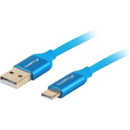 Кабел Lanberg USB-C(M) -> USB-A (M) 2.0 cable 0.5m, blue QC 3.0 premium