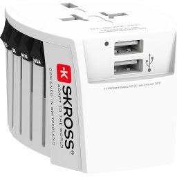 Адаптер SKROSS PRO MUV 2 x USB-A, 1.302960, World, Бял