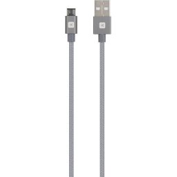 Кабел Skross, USB-A - microUSB, Метална оплетка, 1.20 м, Сив