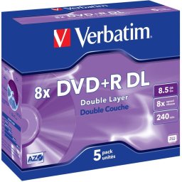 Медия Verbatim DVD+R DOUBLE LAYER 8.5GB 8X MATT SILVER SURFACE (5 PACK)