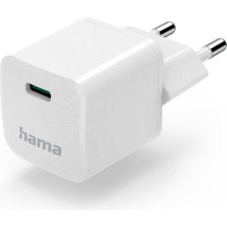 Бързо мини зарядно HAMA "Eco", USB-C (PD) / Qualcomm® 3.0, 25 W, бяло
