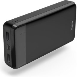 Външна батерия HAMA "Eco Power 20", 20000 mAh, Изходи: 1 x USB-C, 2 x USB-A, Черна